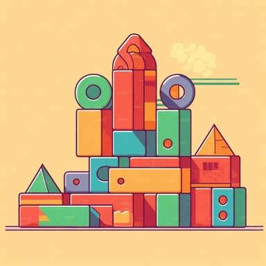 toy blocks with solid background cartoon vector clipart in of style flat and simple and roundy illustration for little kids