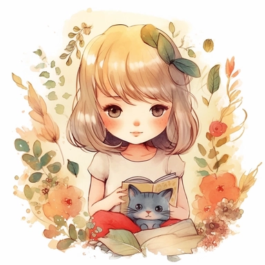 taylor swift, folk art, watercolor, clipart elements, kawaii, white background