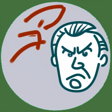 rounded clipart with man angry who wants back his money