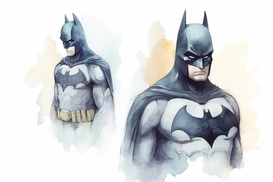 soft colors batman watercolor clip-art