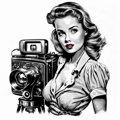 film noir theme, pin up girl clipart in a modern photography style, free-spirited and natural feel, white background, scalable vector format, highly detailed textured 8k