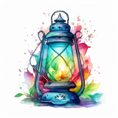 fairy lamp, fantasy, watercolor, clipart, white background