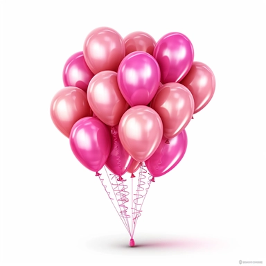 pink birthday balloons. Clipart, white background