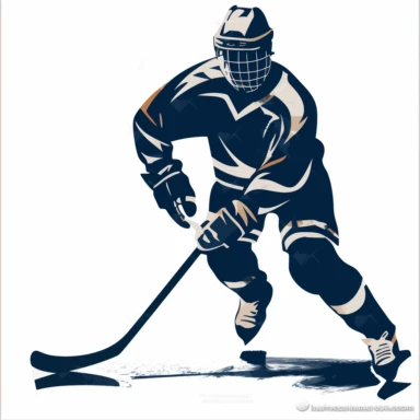 clipart of hockey player, white background, characiture