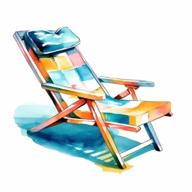pool lounge chair clipart, watercolor, vector