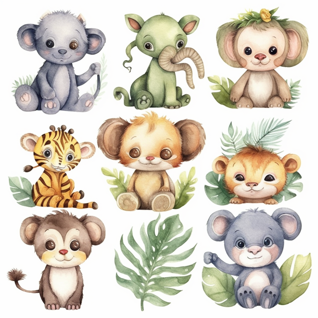 baby jungle animal clipart
