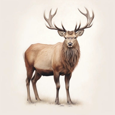 watercolor for a clipart with a white background of an elk, hyperrealism, painted by Mary Jane Ansell