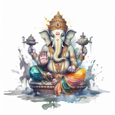 realistic watercolor ganesh clipart illustration