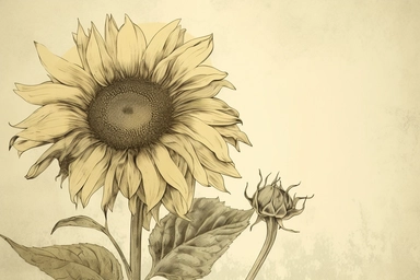 vintage sunflower clipart for psd, in the style of gabriel pacheco, wallpaper, pencil sketch, uhd image, alfred kelsner, lyrical, calculated off centre sunflower