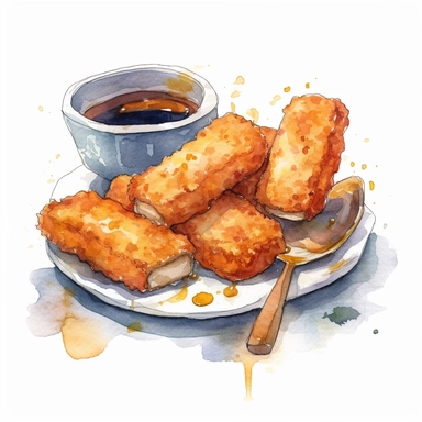 hand painted fish fingers clipart for cookbook maple syrup illustration no background