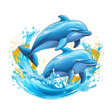 clipart Playful dolphins jumping out of water