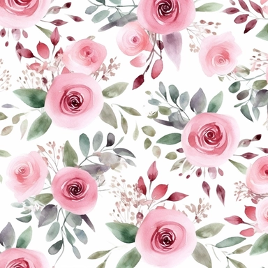 Boho rose seamless pattern for fabric, WHITE background, watercolor floral digital paper, Pink wedding clipart with rose bouquets
