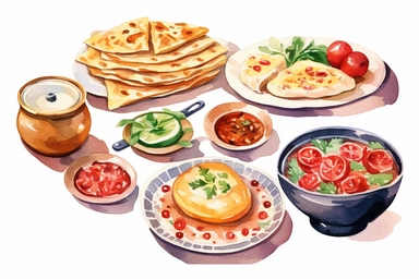 Watercolor, Holubtsi, Ukrainian cuisine, clipart, hd, on a white background, spaced out