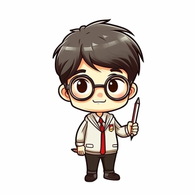 teacher kid clip art vector, simple, thick cartoon lines, white background, anime style