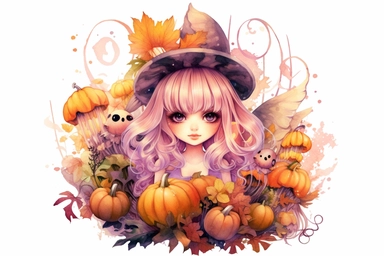 Sweet Fairy Girl Sublimation Clipart Halloween concept, Watercolor, Vector, illustrtion, ultra high realistic, ultra high resolution, isolate on white background. 32k, HD, 32k,