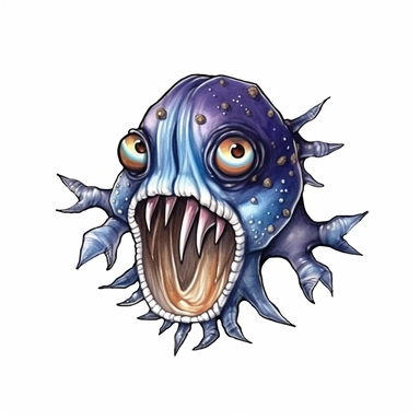 A Anglerfish, deep-sea creature, knitted painting texture, Perfect for nursery art and children's book illustration style, simple, cute, full color, clipart, watercolor illustration, single object, high definition 8k, white background for removing background
