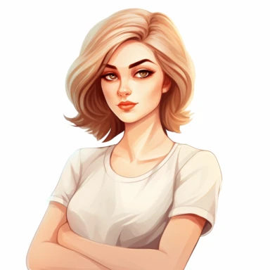 blond short hair, cute, innocent, bodyshot, high qulaity clipart, clipart, woman, early 20, white background, casual