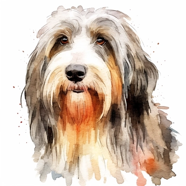 watercolor, bearded collie, clipart, side angle