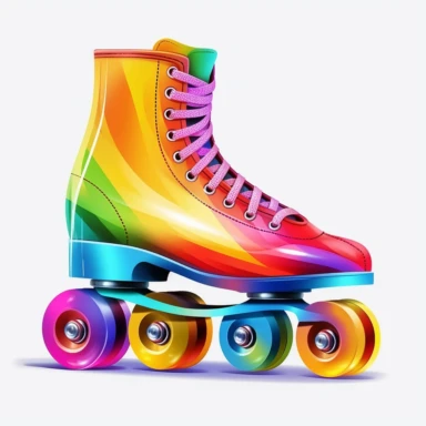 rainbow with roller skates Side view with coloring Clipart, Vector Style, High quality, White Background
