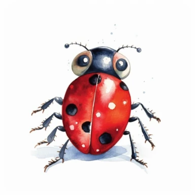 A Cute Ladybug, disney style, clip art, watercolor art style, white background
