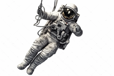 undead astronaut hanging on the moon clipart isolated on white desktop background