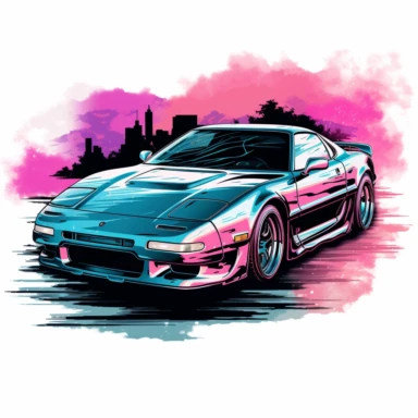 VaporWave Supercar PNG, Fast Cars Graphic, Graffiti, Urban Sublimation, Sports Car DTG Clipart