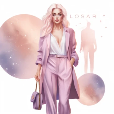 boss lady clipart fashion illustration celestial pastel pink purple orange gradient glam outfit full body