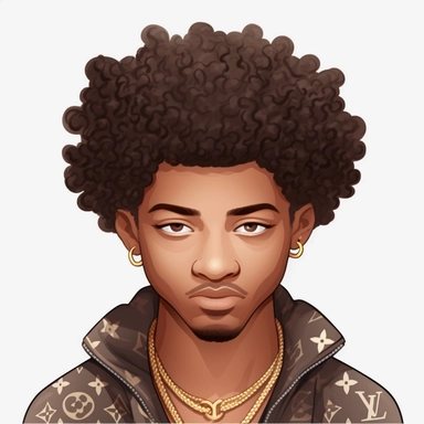 igh fashion, designer, louis vuitton logo, louis vuitton light skinned afro american, with blue eyes, with green eyes, with grey eyes, with brown eyes, and curly hair, baby clipart white background