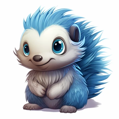 clipart cute happy Echidna with nice large blue eyes on transparent no shading background