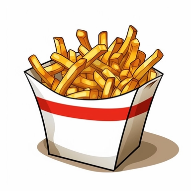 White background: discreet and minimalist, vector french fries isolated on white background, natural colors, clipart