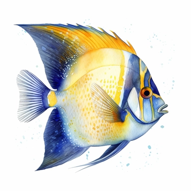 A Watercolor Angelfish, full body, vividly bold designs png realistic cartoon in 32K UHD cute. 15 cm thick outline. There was no shadow on the ground. 8k with realistic watercolors. and detailed illustrations, clipart, white background