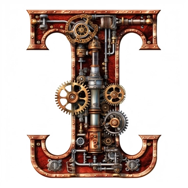 Steampunk, Letter J, clipart, white background, v--4
