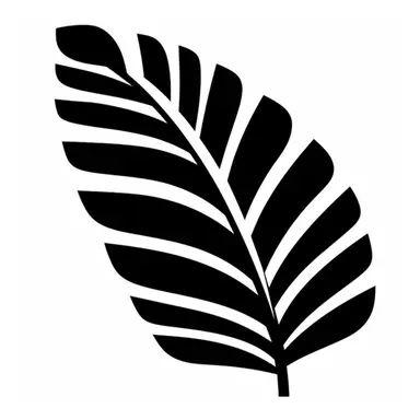 a black silhouette outline of a coconut leaf for vector clipart