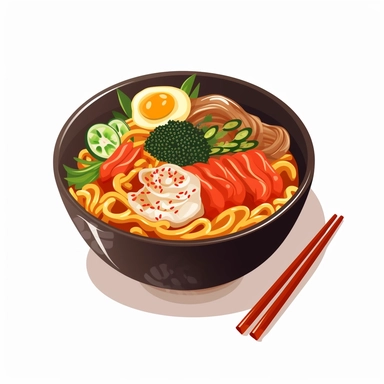 korean cold noodle clip art, white background