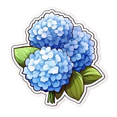 flower bouquet clipart sticker cartoon white border die cut flat design hyacinth hydrangea blue