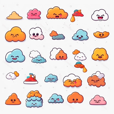 clouds emoticon clipart minimalistic digital style - Variations by <@796481127858438174> (fast)