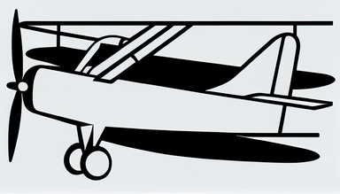 minimalist icon of a biplane, outline, svg cut file, black and white, clipart, line drawing, vector