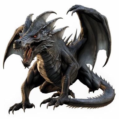 as a dungeons and dragons black dragon lookking into lens with acid dripping from its mouth, full body, photo realistic, clipart, clyde caldwell art