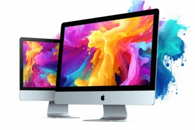 mac+screen , highly detailed, isolated on white, clipart,