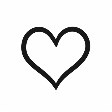 Mininalist simple basic cartoon heart outline silhouette SVG Clipart, black and white, isolated on white background