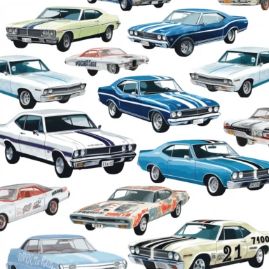 Australian muscle car wallpaper clipart pattern widely spaced clear image on white background