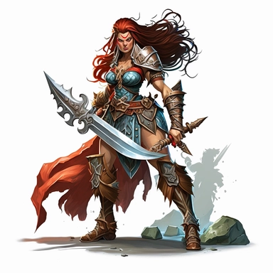 female elf barbarian in token clipart