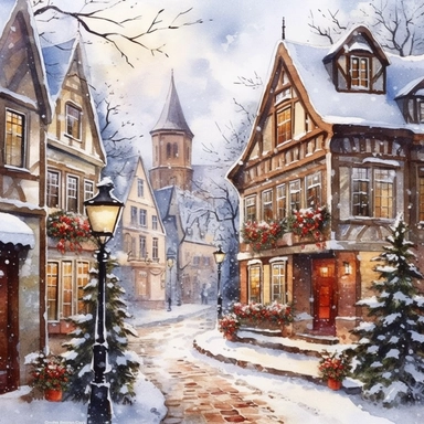 Christmas street, Ornamental watercolor, clipart, I can't believe how beautiful this is