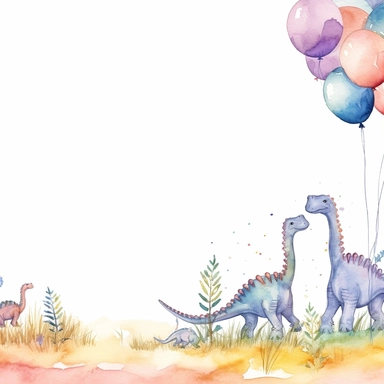 Watercolour pastel colours dinosaurs grass balloons template boarder clipart rectangle kids
