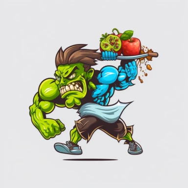 logo mascot based in various types of foods,doing a bow to a nutrition expertwith transparent background, insane detail, HD, 4k, as cartoon,3D clipart