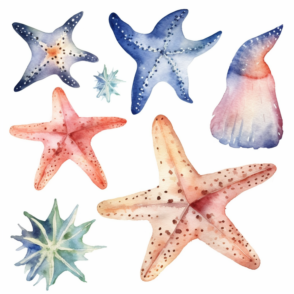 Watercolor Ocean Starfish Clipart Png. Digital Watercolor. Nautical 