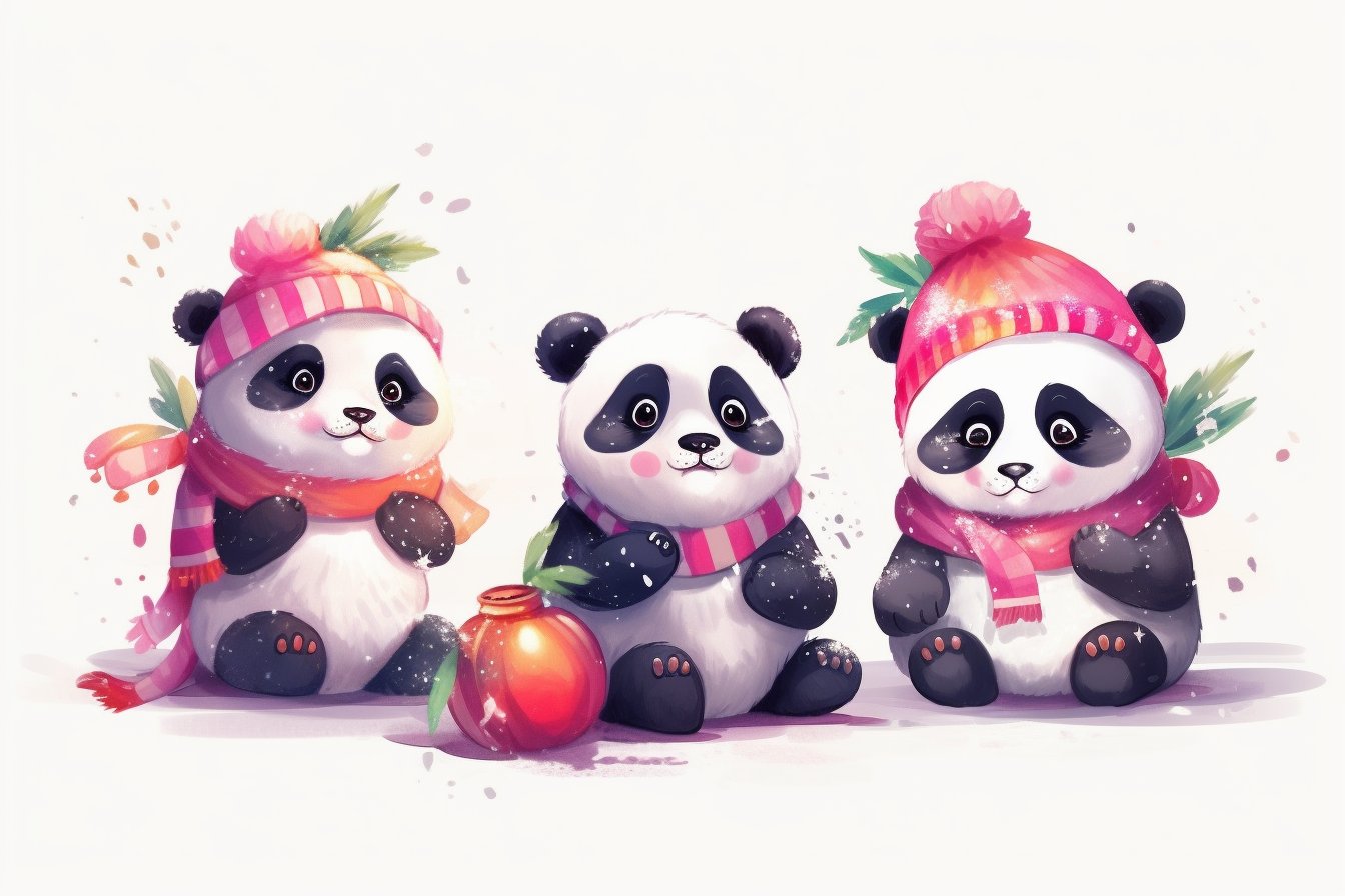 christmas panda cliparts