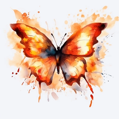 watercolor fire Butterflie, flame around, detailed, hd, clipart