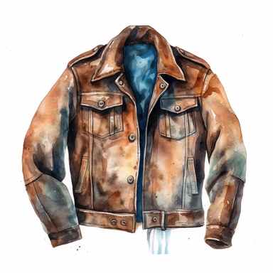 cowboy Leather jacket watercolor clip art on white background