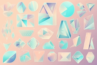 Geometric shape sticker, holographic pastel color flat clipart set vector